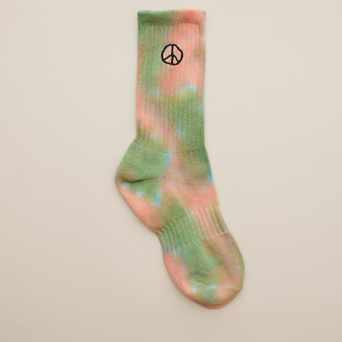 PEACE TIE DYE SOCKS カーキ×ピンク