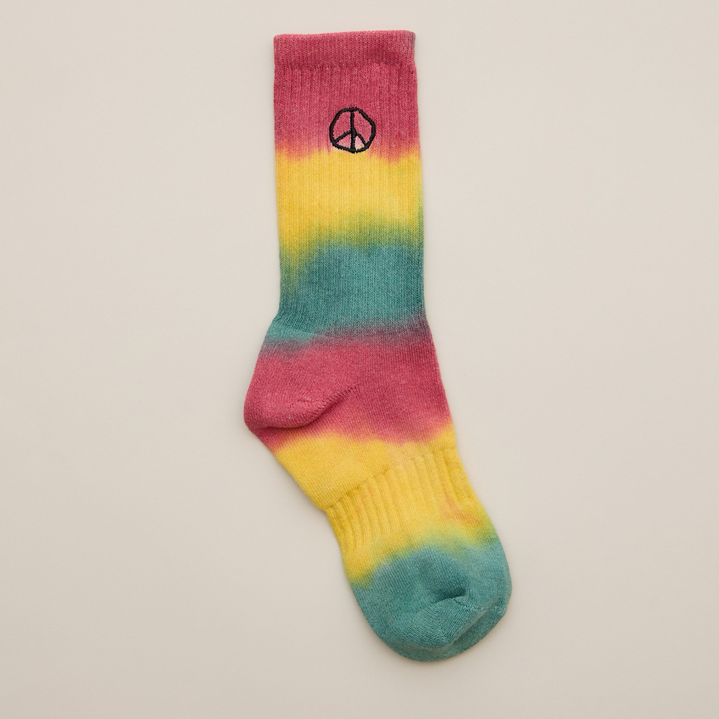 PEACE TIE DYE SOCKS エンジ×イエロー×グリーン