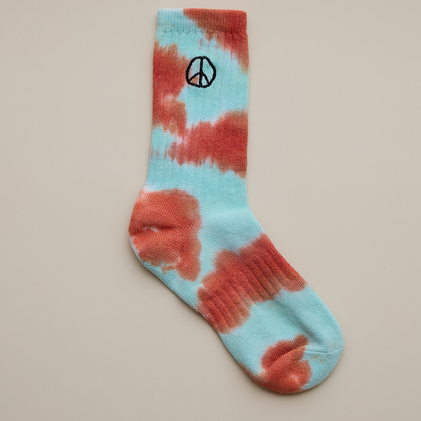 PEACE TIE DYE SOCKS オレンジ×ライトブルー