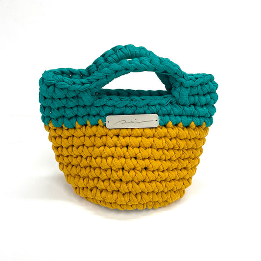Upcycle Bucket Bag グリーン×イエロー