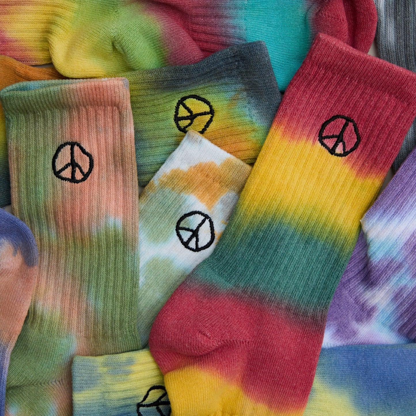 PEACE TIE DYE SOCKS パープル×ブルー