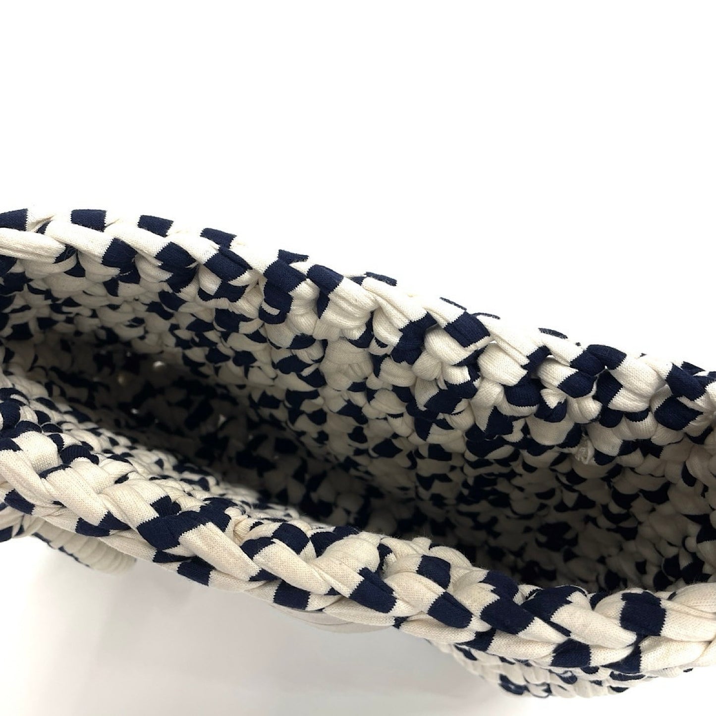 Upcycle Crochet Bag ホワイト×ネイビー