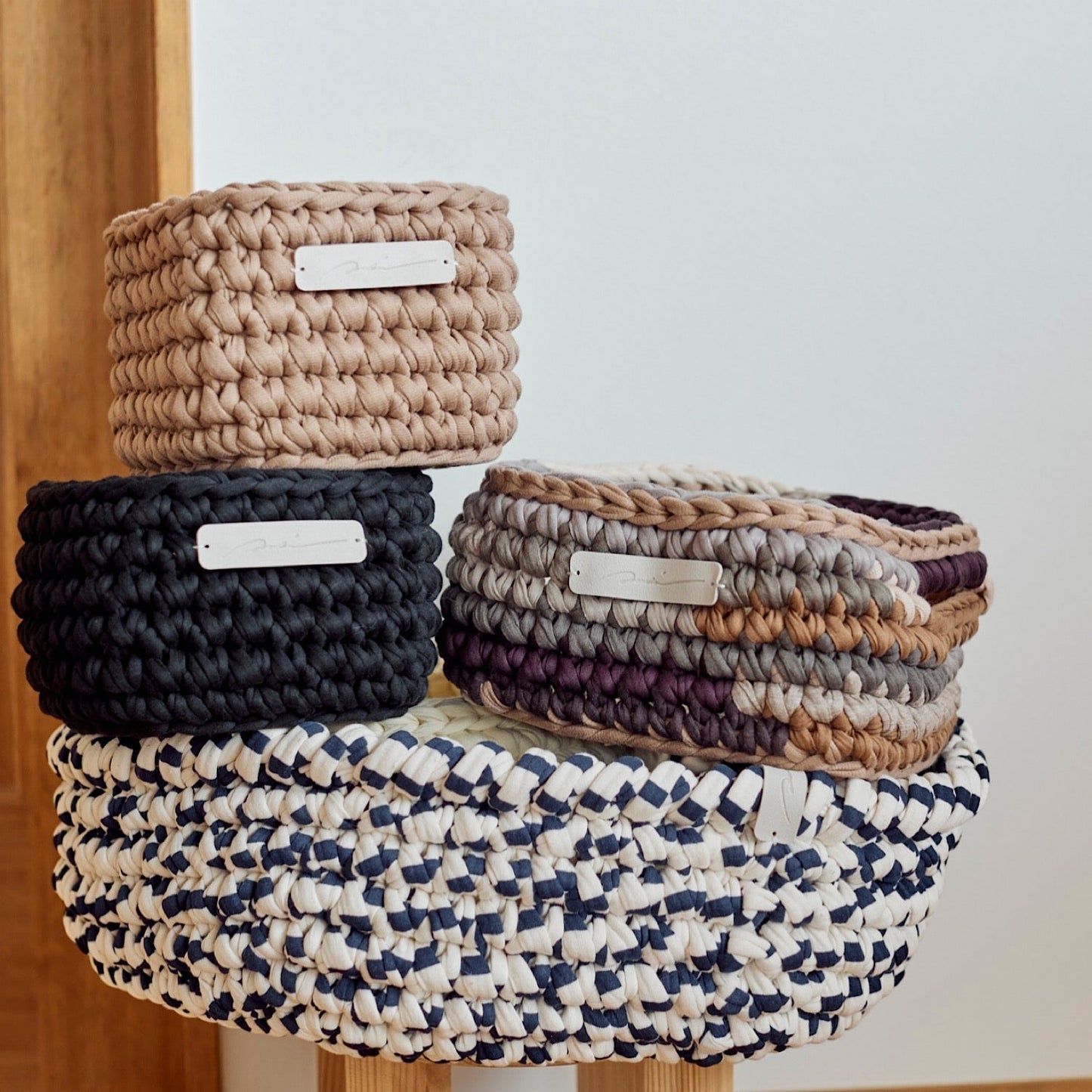 Upcycle SQUARE BOX(M)ピンクベージュ(杢)