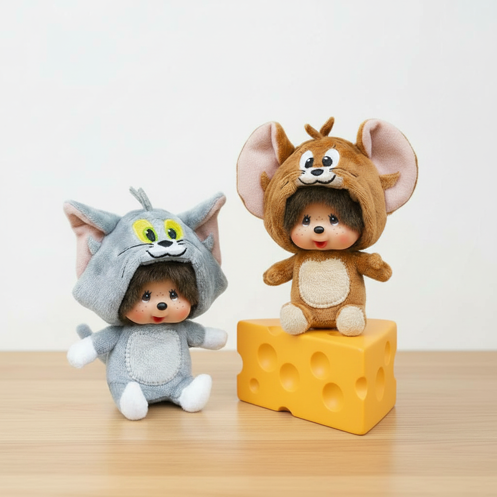 トムとジェリーxモンチッチ ジェリーモンチッチ顔でかSSキーチェーン
