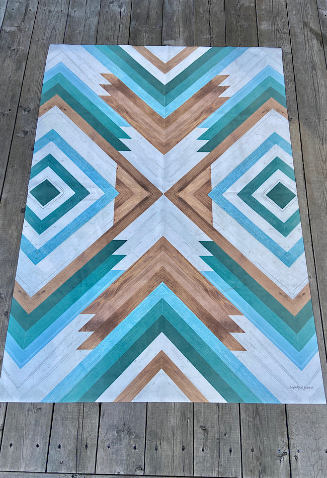 Turquoise wood panel Glamping Mat 1mm 8171-012-082