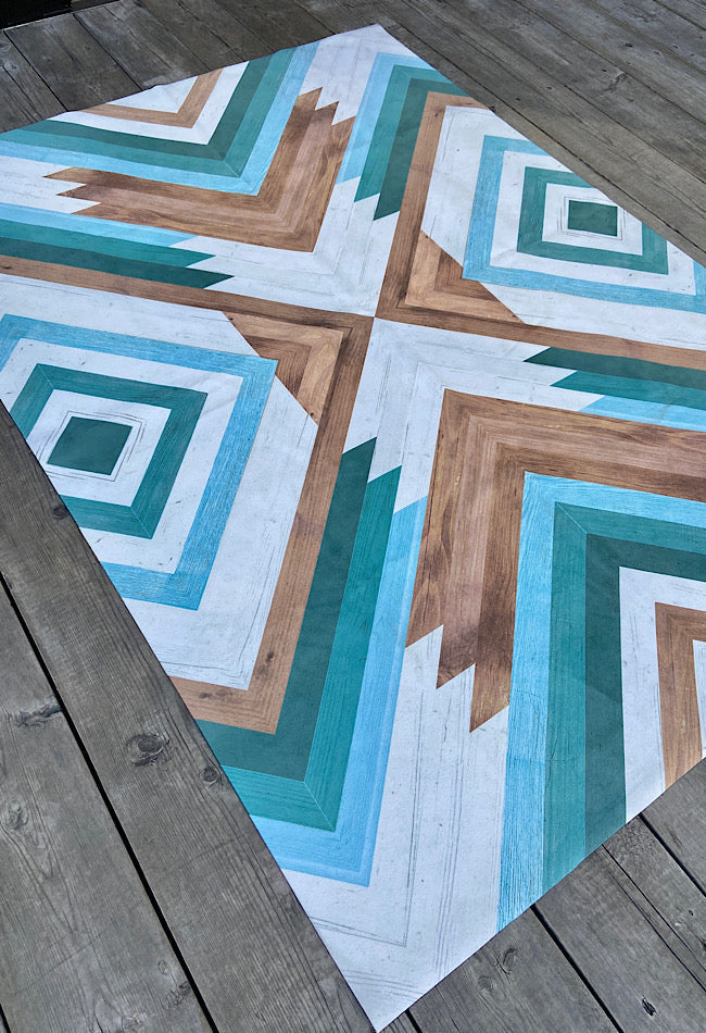 Turquoise wood panel Glamping Mat 1mm 8171-012-082