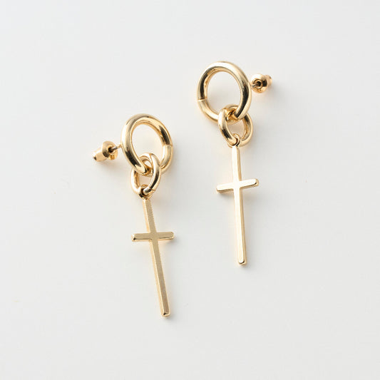 【先行予約受注商品】Cross drop pierce / earring