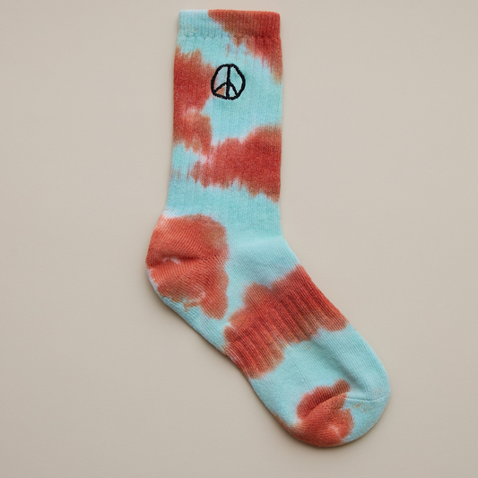 PEACE TIE DYE SOCKS　オレンジ×ライトブルー