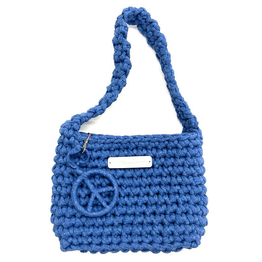[予約販売商品] Upcycle Crochet Bag　ブルー(杢)