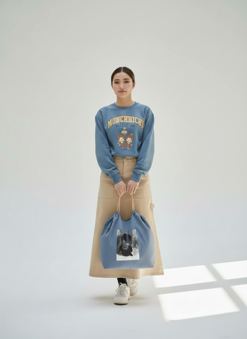 モンチッチ 箔プリントバッグ