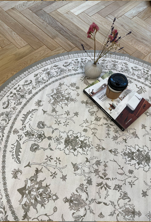 ベージュキリム サークルマット 8172-014-102