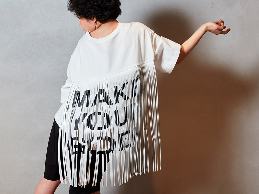 MAKE YOUR GOEN° fringe T-Shirts（white）